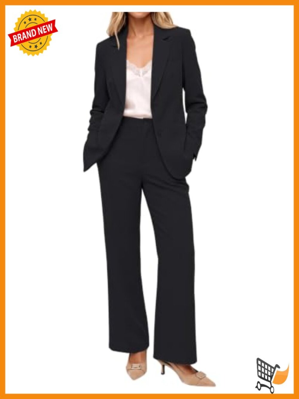 Women's 2 Piece Business Casual Blazer and Bootcut Pants Suit Set
